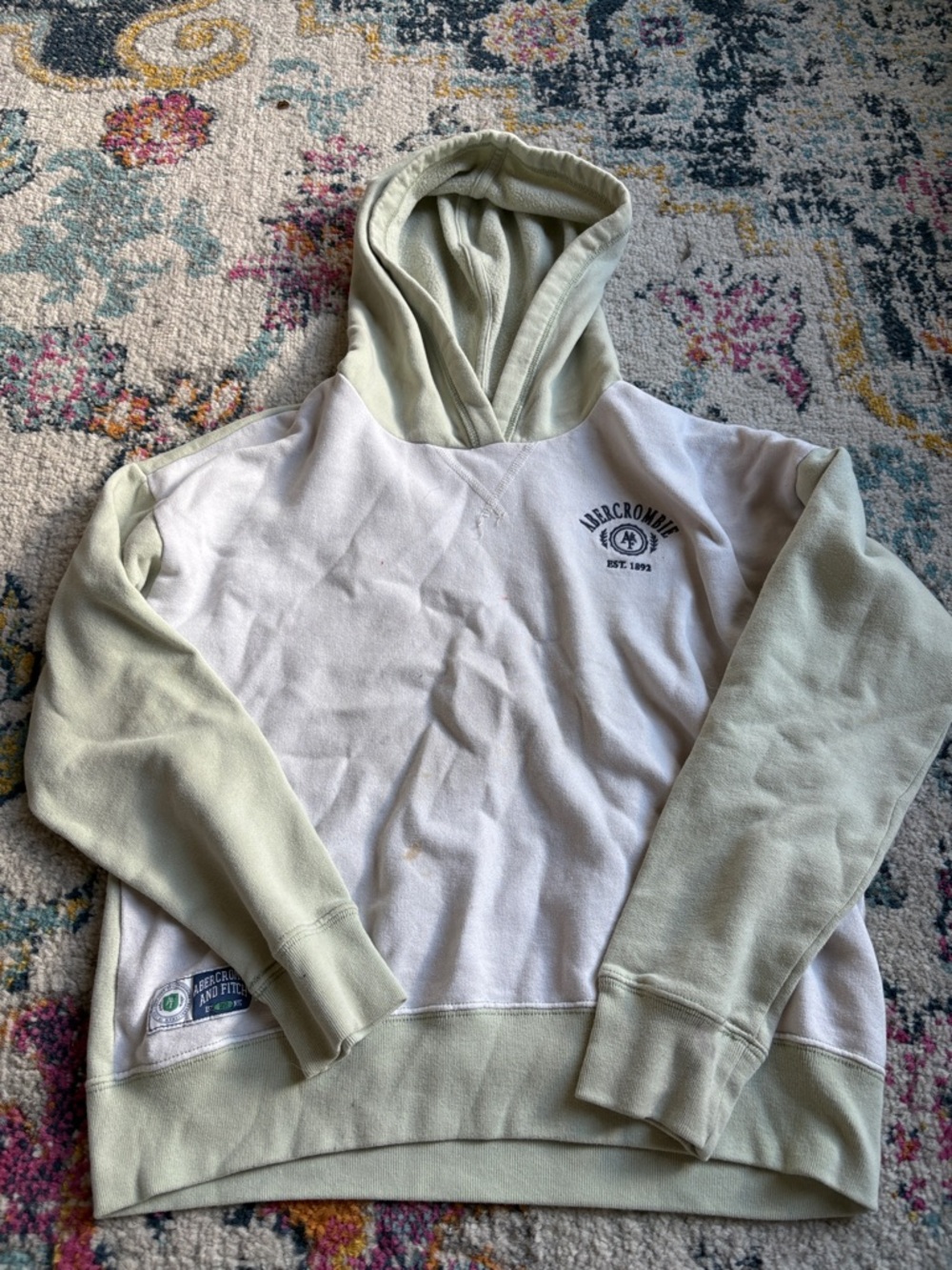 abercrombie kids Two-Tone Cream and Sage Green Hoodie